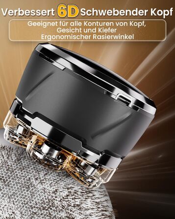 Машинка для гоління голови Glatzen 2026 IPX8, 6D, USB-C, дисплей LED, вологостійка, для сухого та вологого гоління, сіра