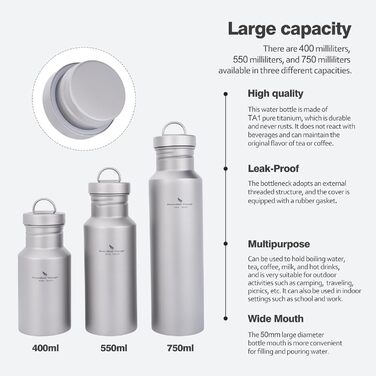 Фляга для води iBasingo Titan 550ml - Металева, для туризму, спорту, з широким горлом