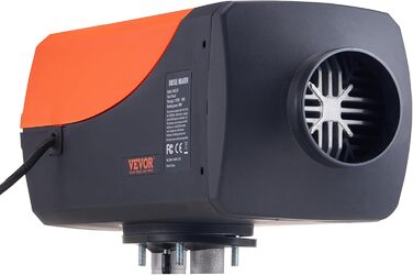 Електрична дизельна теплова газова пушка VEVOR 12V 8kW з LCD-дисплеєм та пультом дистанційного керування, 0.16-0.62 л/год, оранжева