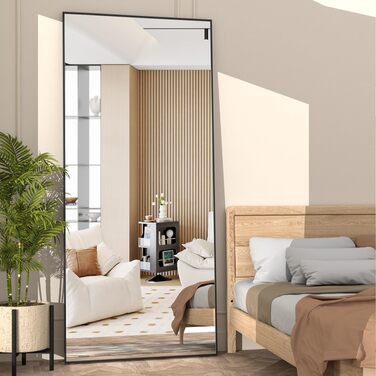 Дзеркало підлогове Ganzkörperspiegel 165x60 см, чорна рама, для спальні, вітальні, настінне або підлогове встановлення