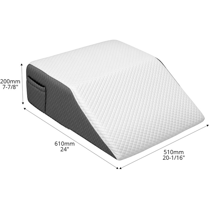 Подушка для ніг QWORK® 61x51x20 см, ергономічна з піни Memory Foam для підтримки вен, подушка для підняття ніг