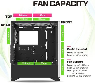 Комп'ютерний корпус Zalman S5 RGB ATX з боковими скляними панелями, чорний