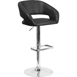 Барний стілець Flash Furniture, регульований по висоті, металевий, хромована основа, чорний вініл, 58,4×57,2×37,5 см