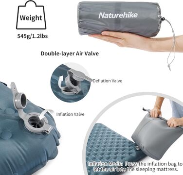 Туристичний килимок Naturehike Thermal 3.5R, ультралегкий, самонадувний, для кемпінгу, 4 сезони, -6℃, з надувною сумкою, висока ізоляція для зими