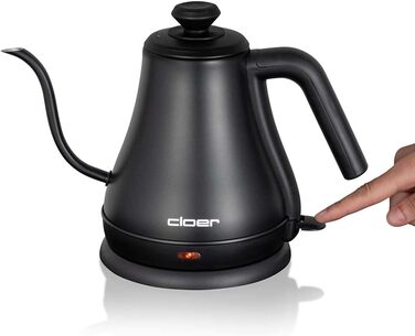 Електрочайник Cloer 4960 Gooseneck 0,8 л, нержавійка, чорний, захист від перегріву, 1000 Вт, знімна кришка