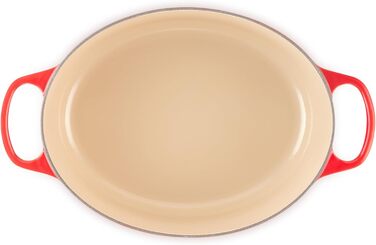 Чавунна овальна жаровня Le Creuset Signature з кришкою, 31 см, 6,3 л, для всіх плит і індукції, червона
