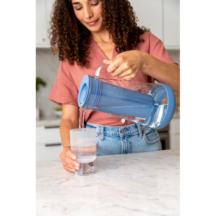 Фільтр для води LifeStraw Home: скляна кана з силіконовим дном, 1.6 л, Stormy Blue