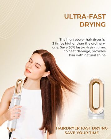 UKLISS 6-в-1 Hairstyler: Фен-щітка для волосся з насадкою для завивки, професійний набір для укладки, подарунок для жінок