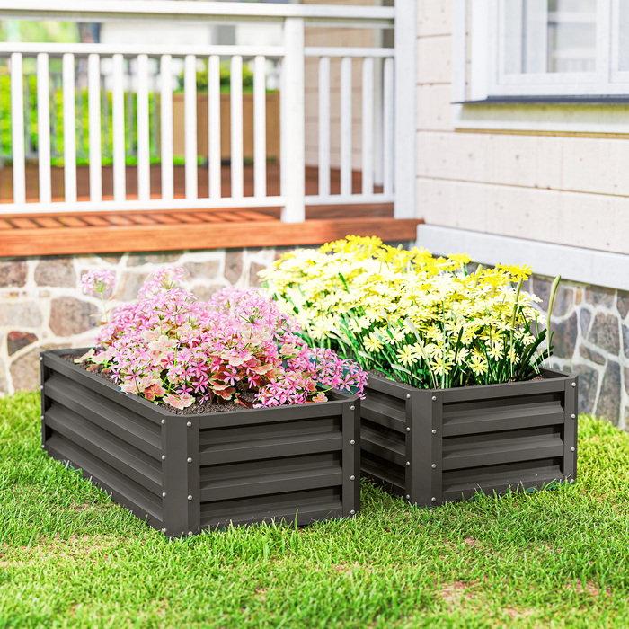 Набір з 2-х металевихRaised Beds (Високих Грядок), Відкритий Дно, Для Саду та Балкону, 110x50x30 см, Темно-сірий