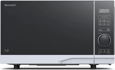 Мікрохвильова піч SHARP PS204AES, 700 Вт, 10 режимів, розмір 45,5×27,4×33,4 см, срібляста, функція розморожування
