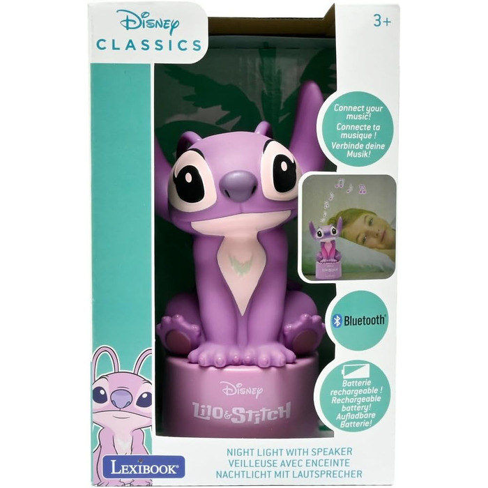 Дитячий Bluetooth-нічник Lexibook Disney Stitch & Angel, рожевий, модель NS02D1