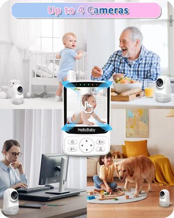 Радіоняня HelloBaby з камерою, 29 год автономії, поворотна камера 318°/120°, нічний режим, 2-сторонній зв'язок HB6240