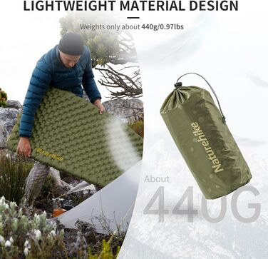 Naturehike ультралегка самонадувна туристична ізомат для кемпінгу 3,8 R, міцний портативний килимок-мумія, надувний матрац для трекінгу, походів, альпінізму, бекпекінгу, Outdoor, зелений, стандартний розмір