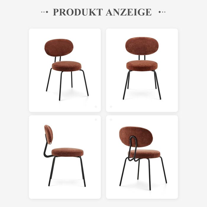 Стільці обідні COLAMY 2 шт. в стилі Mid-Century Modern оранжевого кольору з горіхового бука та металевими ніжками для кухні та їдальні