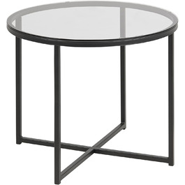 Скляний круглий журнальний столик AC Design Furniture Gurli, 55x55x45 см, прозорий/чорний, метал та скло
