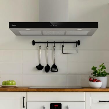 Витяжка кухонна CIARRA CBCS9102 A+++ 90 см, нержавіюча сталь, 650 м³/год, з вугільним фільтром CBCF003, сенсорне керування, настінний монтаж