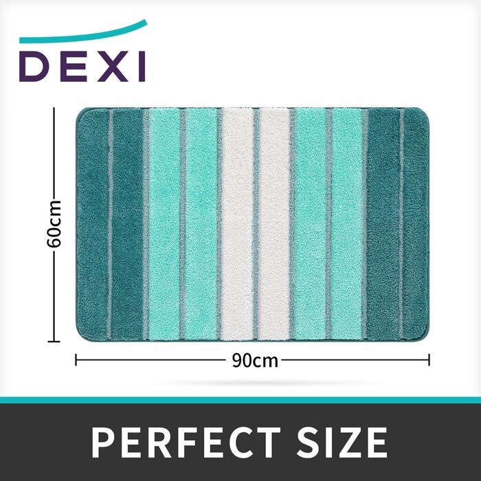 DEXI килимок для ванної кімнати, нековзкий, м'який, зелений, 60x90 см, машинне прання