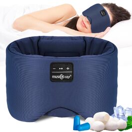Маска для сну з Bluetooth-навушниками, 100% затемнення, шовкова тканина, для чоловіків та жінок, м'які навушники, Bluetooth-маска для сну, подорожей, блакитний колір