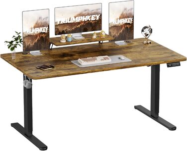 Електричний регульований стіл TRIUMPHKEY 140x60 см з підставкою для монітора, білий