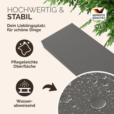Настінна полиця Casaria Holz Schwarz 15 кг - для кухні, вітальні, коридору. Плаваюча полиця, книжкова полиця, матова