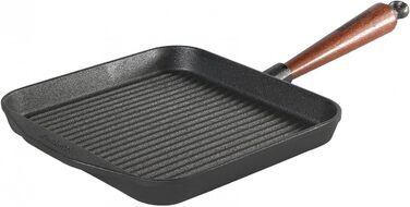 Сковорода-гриль Skeppshult 25x25 см з чавуну з дерев'яним ручками - Made in Sweden