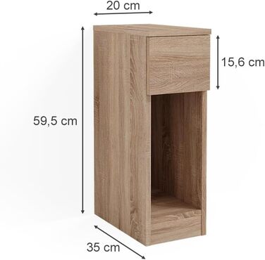 Тумба приліжкова Vicco Enton, 20x59,5 см, колір сонома, окрема