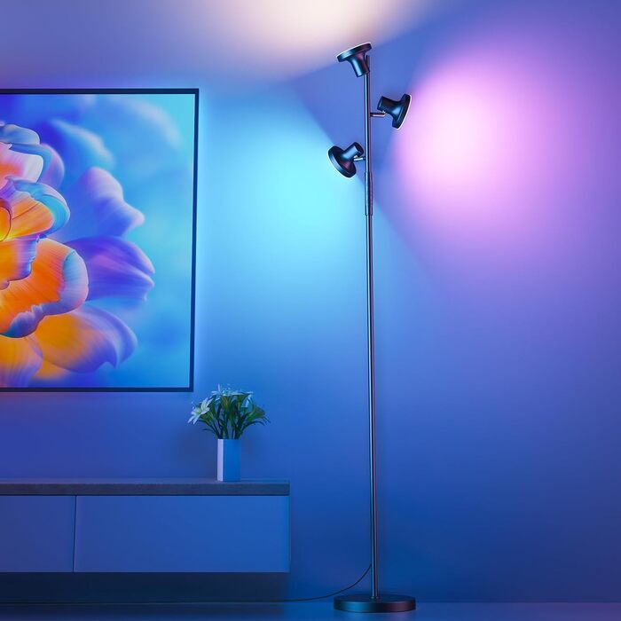 Торшер SIBRILLE 36W LED RGB з димером, 2500 Лм, з пультом і сенсорним керуванням, 2700K-6500K, 3-режими, сучасна лампа для вітальні, спальні, офісу, готелю, чорний