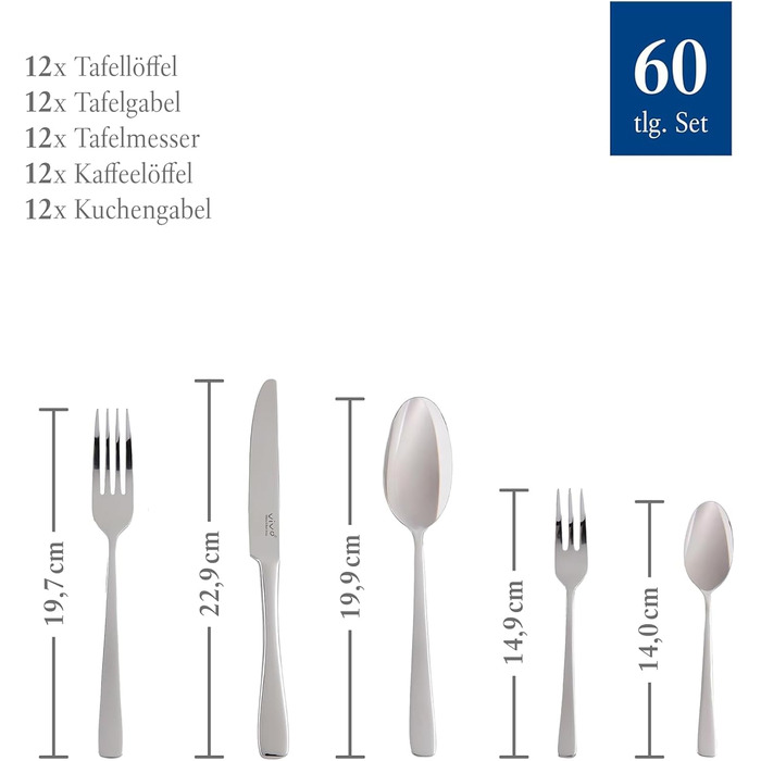 Набір столових приборів Villeroy & Boch Voice Basic 30 предметів для 6 осіб, нержавіюча сталь, придатний для мийки в посудомийній машині