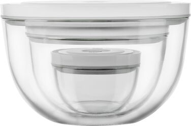 Набір вакуумних контейнерів ZWILLING Fresh & Save зі скла та нержавіючої сталі, 6 предметів (S-12см, M-18см, L-24см), сірий