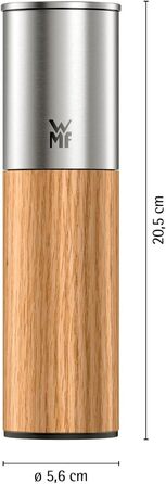 Мельниця WMF Nature Pro: ручна для солі та перцю з керамічним механізмом, регульованим помолом та аромашлузом