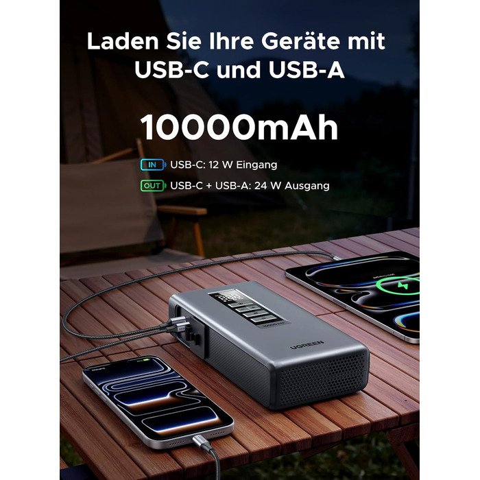 Пусковий пристрій UGREEN 3 в 1: Powerbank 10000mAh, бустер для авто та електричний компресор (помпа)