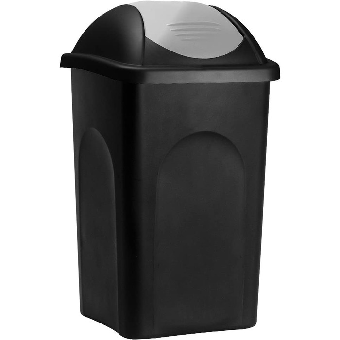 Смітник Stefanplast з маятниковою кришкою 60 л, чорний/сріблястий