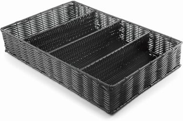 Органайзер для столових приборів Lacor RATTAN GN 1/1, поліпропілен, без BPA, хромована рама, підходить для посудомийки, 53x32,5x9 см, чорний, поліестер