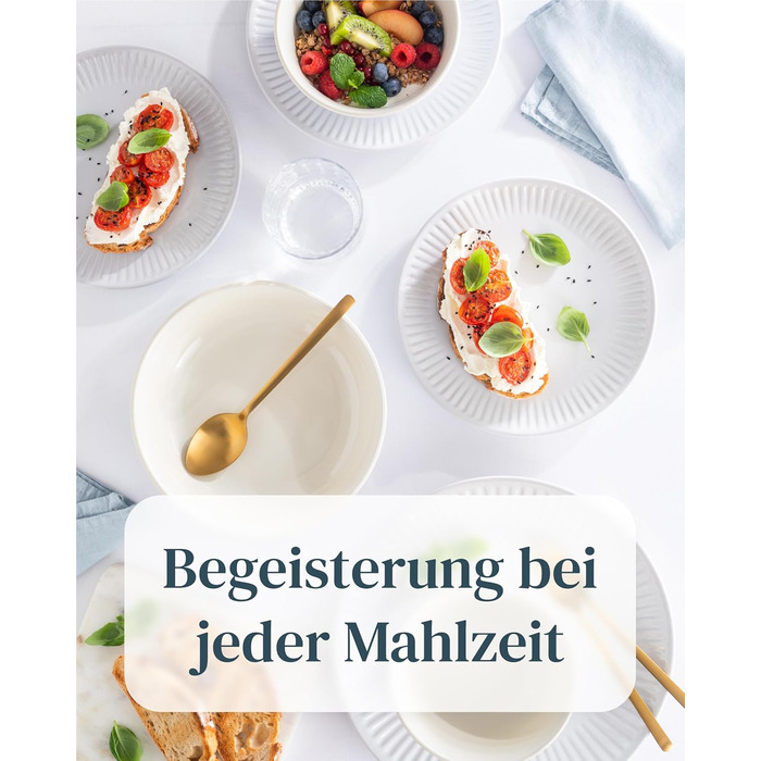 Набір посуду Steingut Hygge 24 шт. для 6 осіб (світло-сірий), Tafelservice, Pure Living, TESTSIEGER