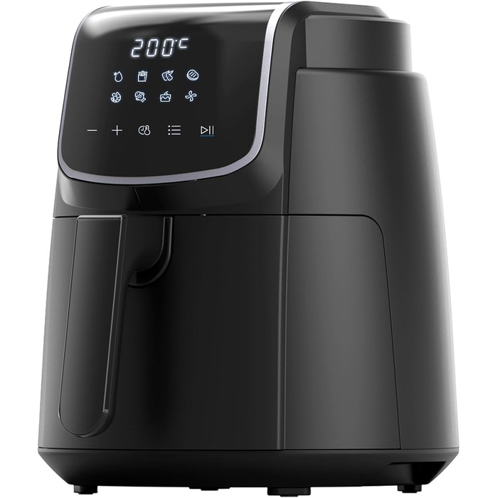 Фритюрниця Midea Air Fryer 4L XL з LED-дисплеєм, 8 програм, HeatXpress, 35-200°C, для запікання, грилю, розморожування, 41 рецепт, 90% менше олії, посудомийна безпека