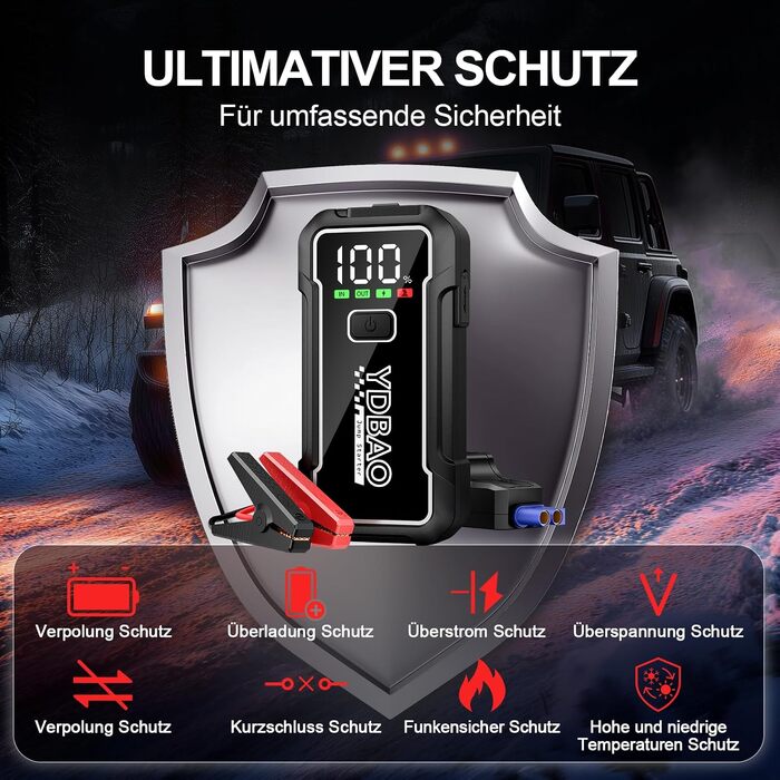 Бустер для автомобіля Starthilfe Powerbank 8000A 12V — Пусковий пристрій для автомобільного акумулятора (9188DE)