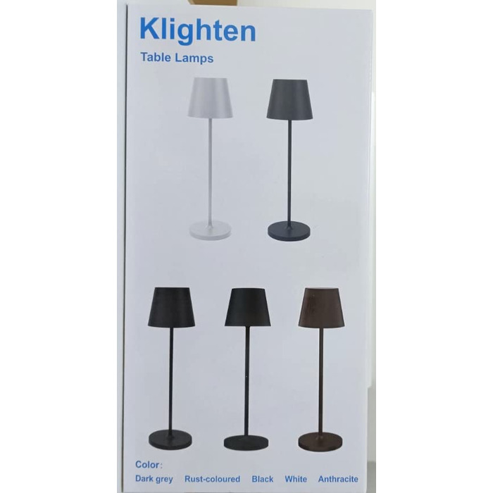Klighten Набір з 2 димованих LED настільних ламп, тепле світло 3000K, акумуляторні, дизайнерські, USB зарядка, темно-сірий алюміній, для дому та вулиці