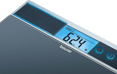 Ваги підлогові Beurer GS 39 зі скляною платформою та голосовою функцією, велика поверхня, 4 пам’яті