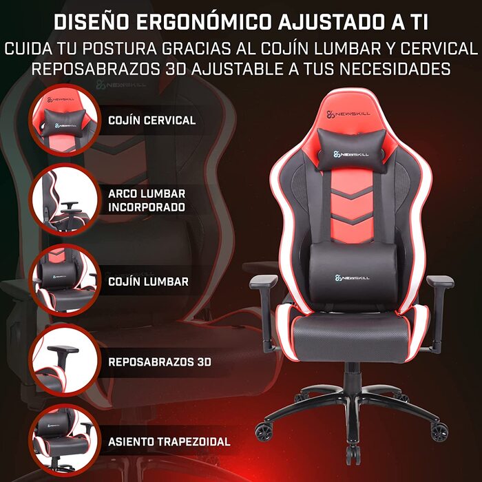 Ігрове крісло Newskill Kaidan, червоне, ергономічне