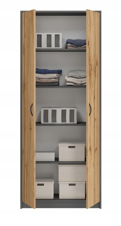 Стелаж SaraMeble 75 x 180 x 35 см, антрацит, дуб вотан, графіт