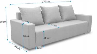 Диван BIRD Meble, 230 x 84 см, оббивка тканина, сірий