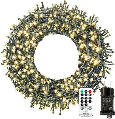 Світлодіодна гірлянда 10м 100 LED, тепле біле світло, з пультом, 8 режимів, таймер, IP65, для вулиці та дому, для ялинки, весілля, вечірки