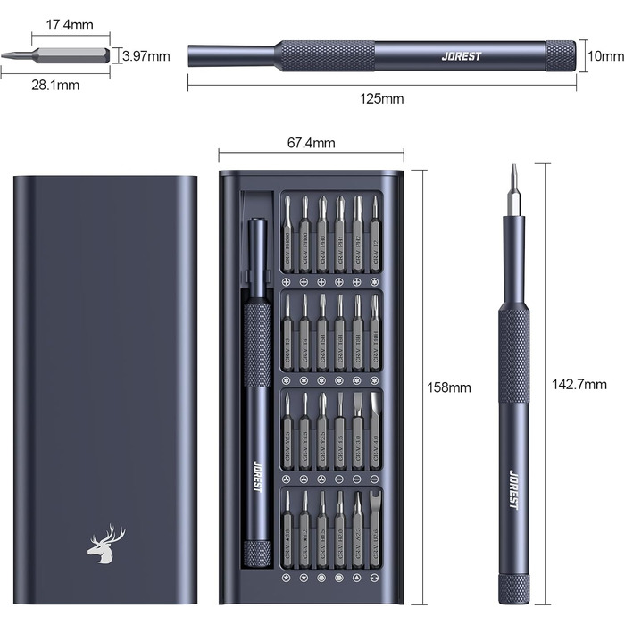 Набір викруток JOREST Mini Elektro 38-в-1: Магнітний прецизійний набір для ремонту iPhone, ноутбуків, дронів. Ідеальний подарунок для чоловіків та батька