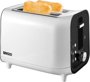 Тостер Unold Shine White 38410 на 2 скибки, 800 Вт, 4 функції (підсмажування, розморожування, підігрів, стоп), піддон для крихт, охолоджуваний корпус, насадка для булочок
