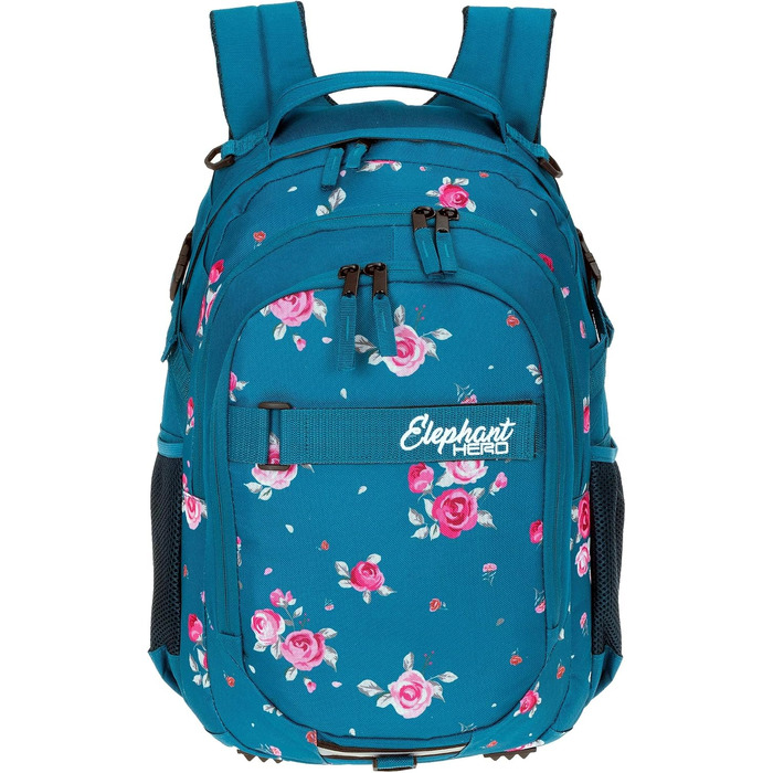 Набір шкільний рюкзак Elephant Hero Signature 12868, 3 предмети, колір Violet Cube (Blue Flower / Блакитний та Рожевий)