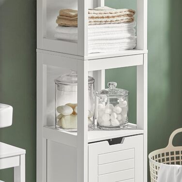 Висока шафа для ванної SoBuy FRG126-W, біла, з ніжками, 30x144x30 см – меблі для ванної кімнати