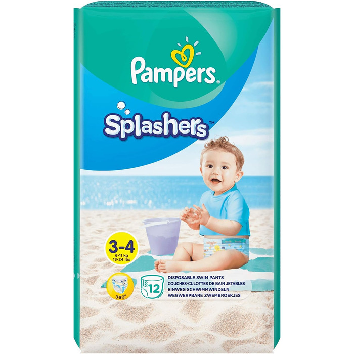 Одноразові підгузки для плавання Pampers Splashers, розмір 5/6 (14кг+), набір з 8 упаковок по 10 шт.