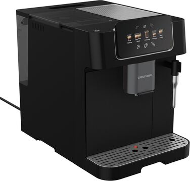 Кавомашина автоматична Grundig KVA 6230, 19 бар, сталева кавомолка (13 ступенів), капучинатор, підігрів чашок, чорний/сріблястий