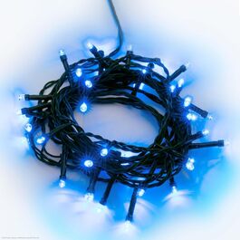 Вулична гірлянда hellum 80 LED, 7,9 м, синя, з таймером, електрична, зелений кабель, яскравість до 59 люменів