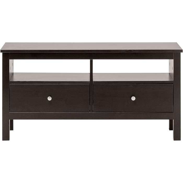 Тумба під телевізор Hagge Home 110x40 см, масив дерева, біла/чорна, для вітальні